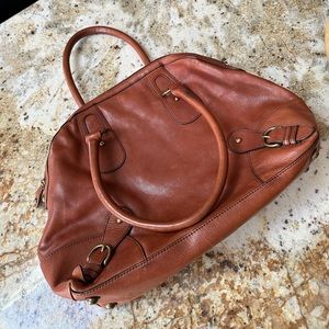 Banana Republic leather cognac half-dome large purse (B04)